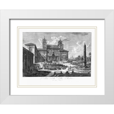 Veduta della Villa Medici White Modern Wood Framed Art Print with Double Matting by Piranesi