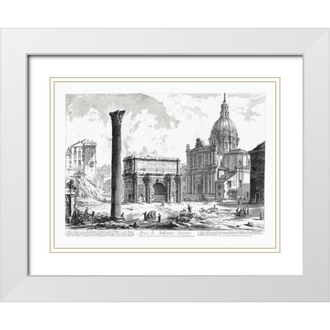 Arco de Settimo Severo White Modern Wood Framed Art Print with Double Matting by Piranesi