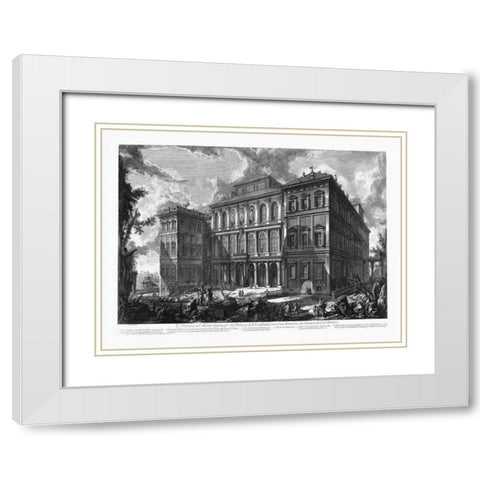Veduta sul Monte Quirinale White Modern Wood Framed Art Print with Double Matting by Piranesi