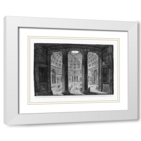 Veduta interna del Pantheon White Modern Wood Framed Art Print with Double Matting by Piranesi