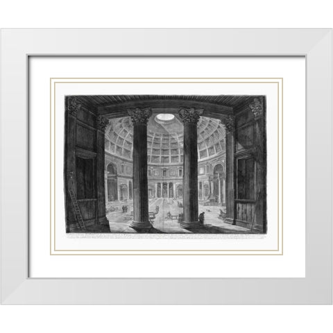 Veduta interna del Pantheon White Modern Wood Framed Art Print with Double Matting by Piranesi