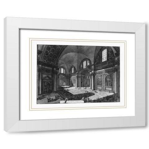 Veduta interna della Chiesa della Madonna White Modern Wood Framed Art Print with Double Matting by Piranesi