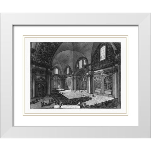 Veduta interna della Chiesa della Madonna White Modern Wood Framed Art Print with Double Matting by Piranesi
