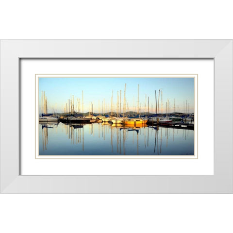 Marina Sundown III White Modern Wood Framed Art Print with Double Matting by Head, Danny