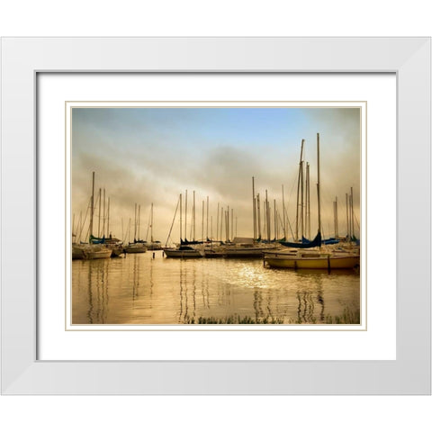 Morning Fog White Modern Wood Framed Art Print with Double Matting by Head, Danny