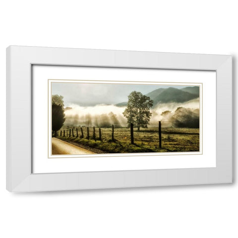 Sunrise in Cades Cove White Modern Wood Framed Art Print with Double Matting by Head, Danny