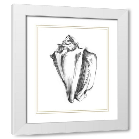 UA CH Shell Sketch I White Modern Wood Framed Art Print with Double Matting by Harper, Ethan