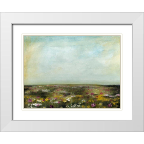 Floral Fields II White Modern Wood Framed Art Print with Double Matting by McCavitt, Naomi
