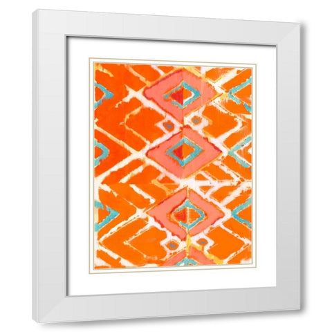 Orange Tribal I White Modern Wood Framed Art Print with Double Matting by Fuchs, Jodi