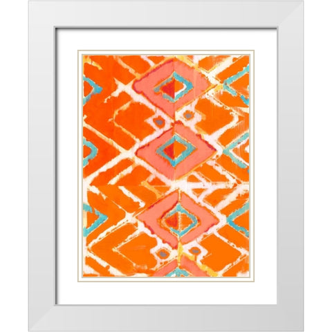 Orange Tribal I White Modern Wood Framed Art Print with Double Matting by Fuchs, Jodi