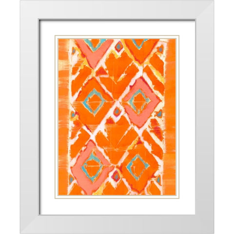 Orange Tribal II White Modern Wood Framed Art Print with Double Matting by Fuchs, Jodi
