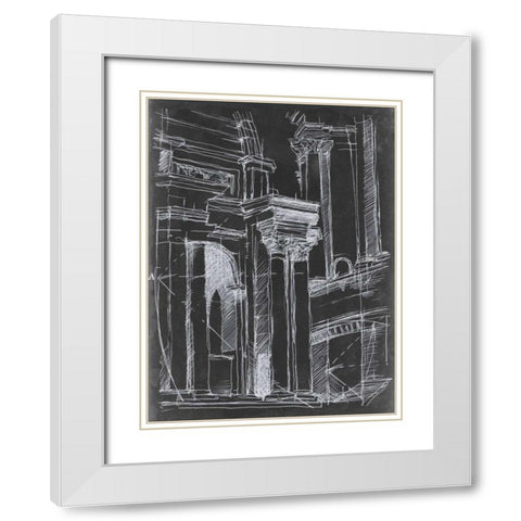 Architectural Schematic II White Modern Wood Framed Art Print with Double Matting by Harper, Ethan