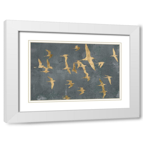 Silhouettes in Flight IV White Modern Wood Framed Art Print with Double Matting by Goldberger, Jennifer