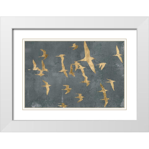 Silhouettes in Flight IV White Modern Wood Framed Art Print with Double Matting by Goldberger, Jennifer