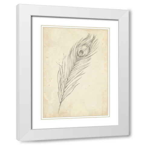 Peacock Feather Sketch II White Modern Wood Framed Art Print with Double Matting by Harper, Ethan