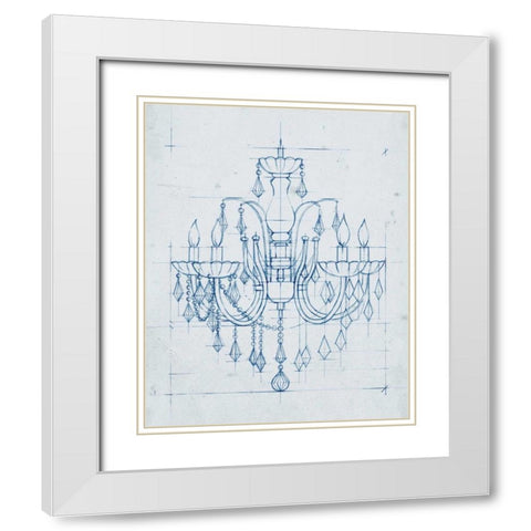 Chandelier Draft I White Modern Wood Framed Art Print with Double Matting by Harper, Ethan