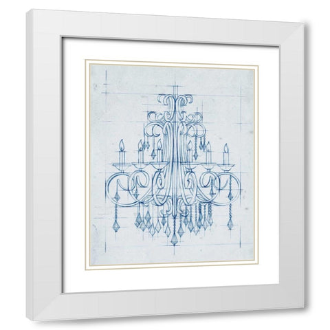 Chandelier Draft II White Modern Wood Framed Art Print with Double Matting by Harper, Ethan