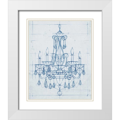 Chandelier Draft III White Modern Wood Framed Art Print with Double Matting by Harper, Ethan