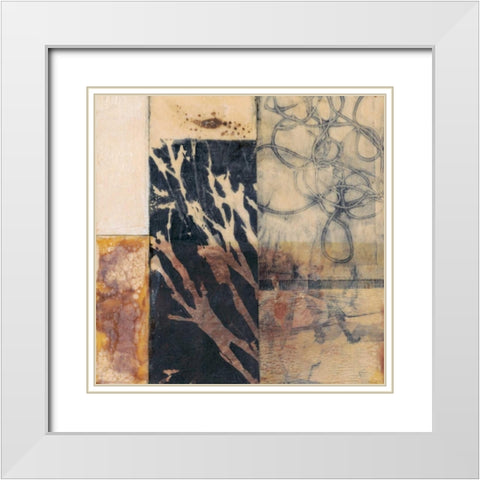 Indigo Layers I White Modern Wood Framed Art Print with Double Matting by Goldberger, Jennifer