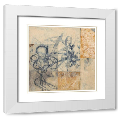 Indigo Strings I White Modern Wood Framed Art Print with Double Matting by Goldberger, Jennifer