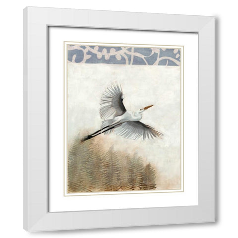 Waterbirds in Mist I White Modern Wood Framed Art Print with Double Matting by McCavitt, Naomi