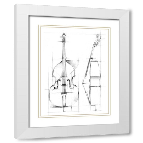 Bass Sketch White Modern Wood Framed Art Print with Double Matting by Harper, Ethan