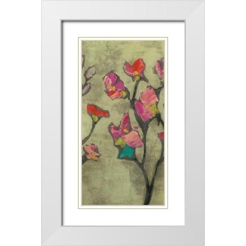 Impasto Flowers II White Modern Wood Framed Art Print with Double Matting by Goldberger, Jennifer