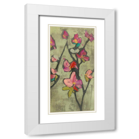 Impasto Flowers III White Modern Wood Framed Art Print with Double Matting by Goldberger, Jennifer