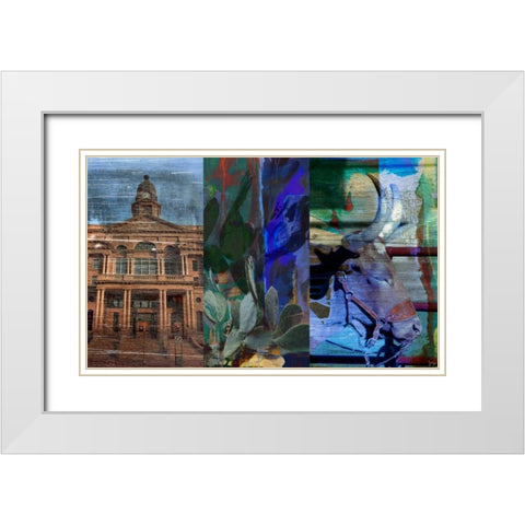 Texas Steer Collage White Modern Wood Framed Art Print with Double Matting by Jasper, Sisa