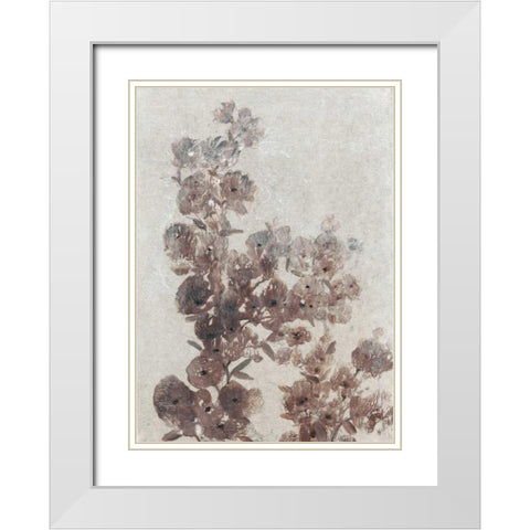 Sepia Flower Study I White Modern Wood Framed Art Print with Double Matting by OToole, Tim