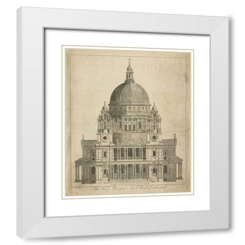 St. Pauls Cathedral White Modern Wood Framed Art Print with Double Matting by Unknown