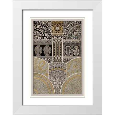 Ornament in Gold and Silver I White Modern Wood Framed Art Print with Double Matting by Vision Studio