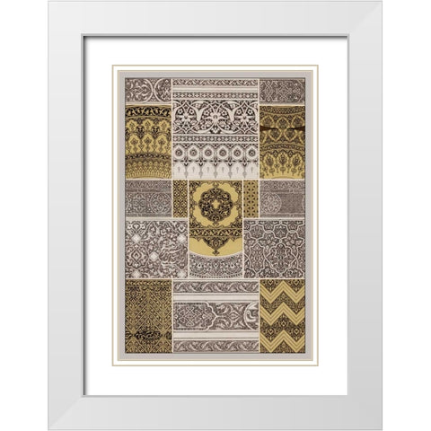 Ornament in Gold and Silver II White Modern Wood Framed Art Print with Double Matting by Vision Studio