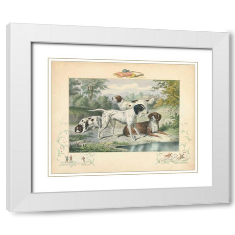 A Group of Spaniels White Modern Wood Framed Art Print with Double Matting by Unknown