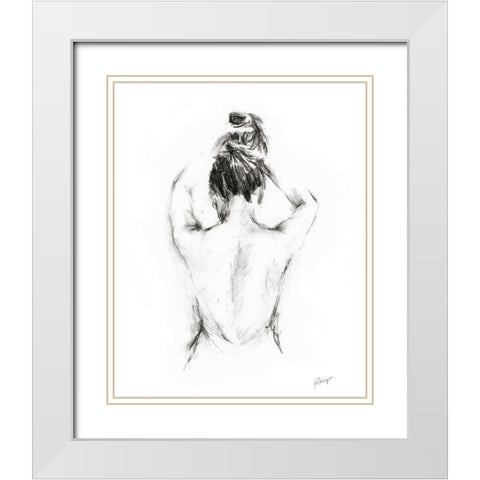Back Study I White Modern Wood Framed Art Print with Double Matting by Harper, Ethan