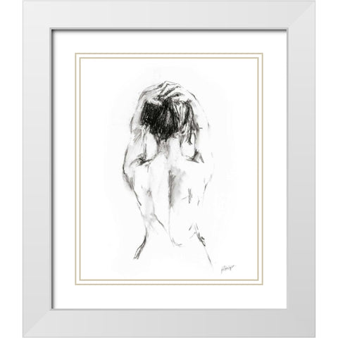 Back Study II White Modern Wood Framed Art Print with Double Matting by Harper, Ethan