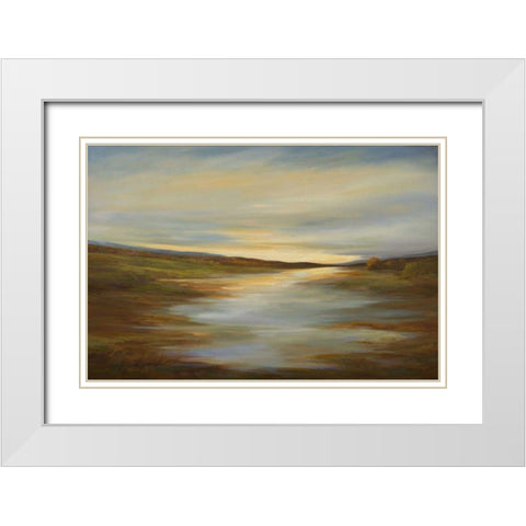 Meadow Sunset White Modern Wood Framed Art Print with Double Matting by Finch, Sheila