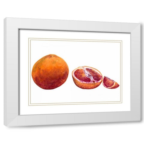 Watercolor Blood Orange White Modern Wood Framed Art Print with Double Matting by Willett, Michael