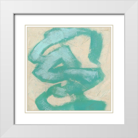 Gestural V White Modern Wood Framed Art Print with Double Matting by Vess, June Erica