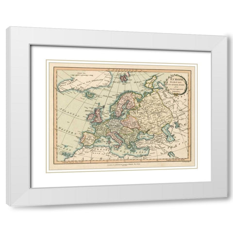 Historic Map of Europe White Modern Wood Framed Art Print with Double Matting by Laurie and White