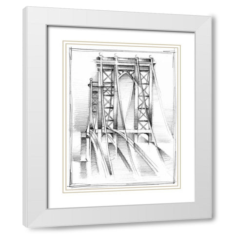 Art Deco Bridge Study I White Modern Wood Framed Art Print with Double Matting by Harper, Ethan