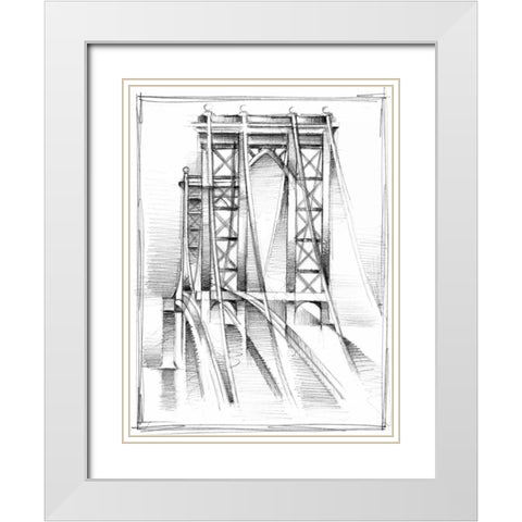 Art Deco Bridge Study I White Modern Wood Framed Art Print with Double Matting by Harper, Ethan