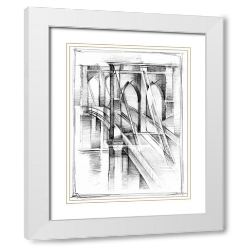 Art Deco Bridge Study II White Modern Wood Framed Art Print with Double Matting by Harper, Ethan