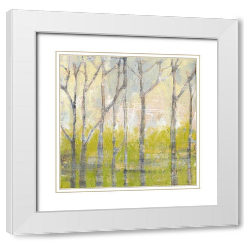 Whispering Treeline II White Modern Wood Framed Art Print with Double Matting by Goldberger, Jennifer