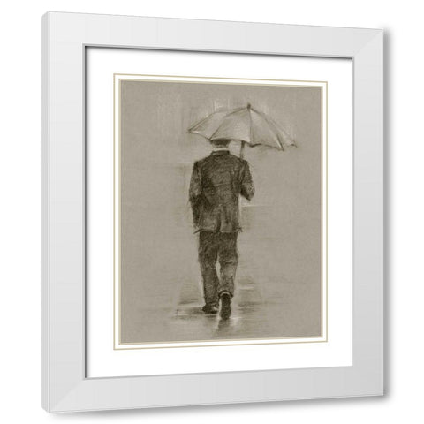 Rainy Day Rendezvous II White Modern Wood Framed Art Print with Double Matting by Harper, Ethan