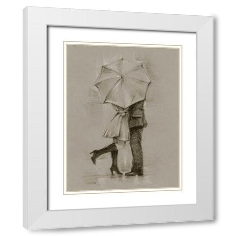 Rainy Day Rendezvous III White Modern Wood Framed Art Print with Double Matting by Harper, Ethan