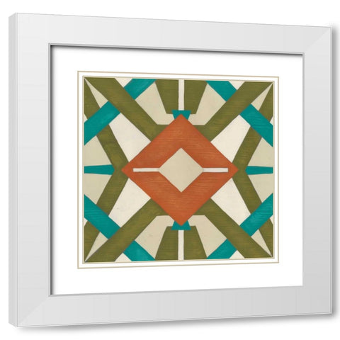 Global Motif III White Modern Wood Framed Art Print with Double Matting by Vess, June Erica