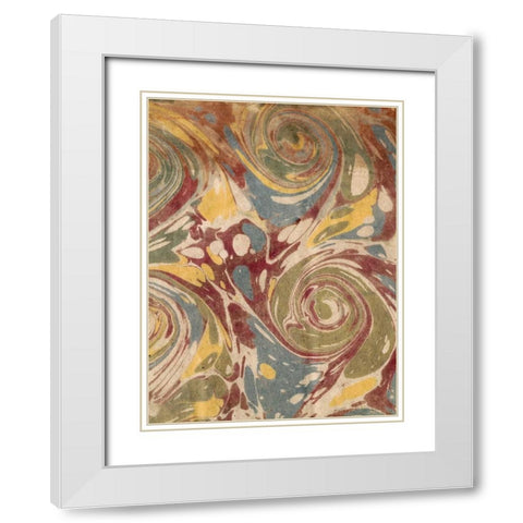 Marbleized II White Modern Wood Framed Art Print with Double Matting by Vision Studio