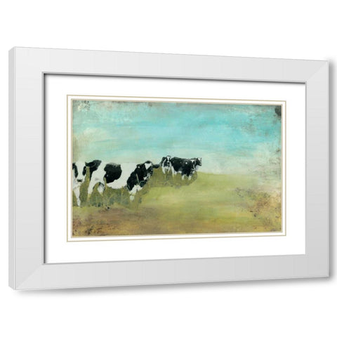 Country Drive Cows II White Modern Wood Framed Art Print with Double Matting by McCavitt, Naomi