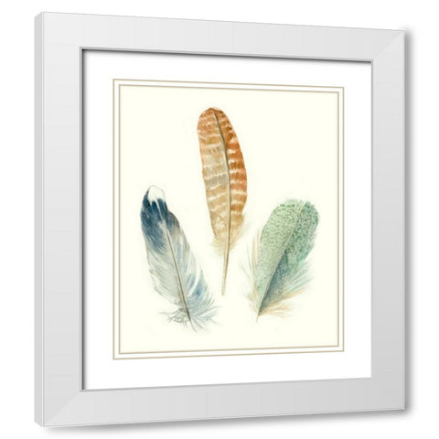 Watercolor Feathers IV White Modern Wood Framed Art Print with Double Matting by Marie, Meg